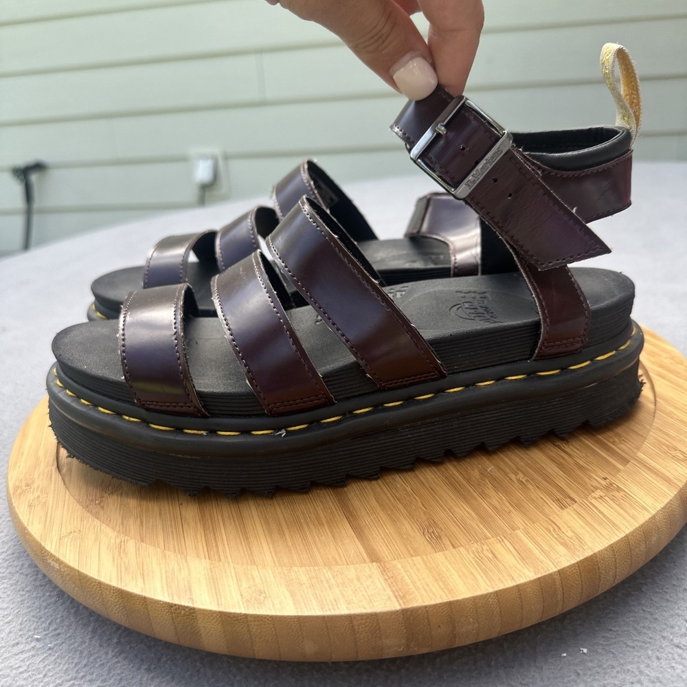 Dr. Martens Vegan Blaire Felix Gladiator Chunky Sandals Womens Size 9 Oxblood - Picture 7 of 10